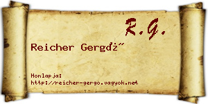 Reicher Gergő névjegykártya